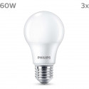 Ampoule LED - PHILIPS - 60 W - E27 - Blanc chaud - Dépolie - Non-Dimmable - 3 pieces