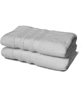 Lot de 2 serviettes - LOVELY HOME - 2 Draps de douche 70 x 140 cm - Gris clair