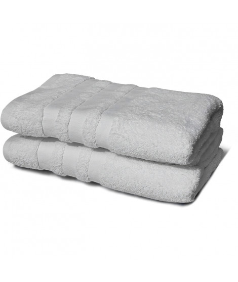 Lot de 2 serviettes - LOVELY HOME - 2 Draps de douche 70 x 140 cm - Gris clair