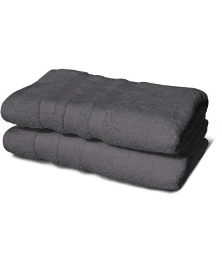 Lot de 2 serviettes - LOVELY HOME - 2 Draps de douche 70 x 140 cm - Gris anthracite