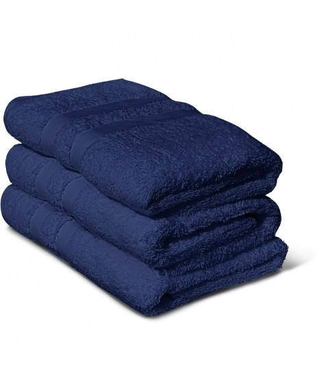 Lot de 3 serviettes - LOVELY HOME - 3 Serviettes 50 x 100 cm - Bleu marine