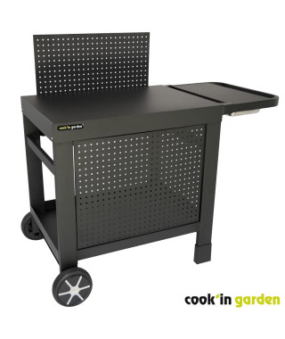Desserte COOK'IN GARDEN REVA 110 PREMIUM - 100% métal - Surface de travail (L.108 x l.55 cm) - 1 tablette basse, 1 jupe, 1 cr…