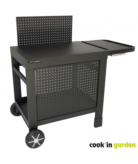 Desserte COOK'IN GARDEN REVA 110 PREMIUM - 100% métal - Surface de travail (L.108 x l.55 cm) - 1 tablette basse, 1 jupe, 1 cr…