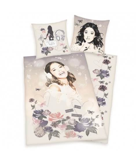 VIOLETTA Parure de couette enfant 100% coton - 1 housse de couette 140x200cm + 1 taie 65x65cm