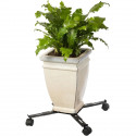 NATURE Tablette a roulettes pour plantes extensible - Métal noir - H6 x 34/51 x 34/51 cm