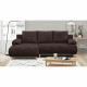 Canapé d'angle gauche convertible - 3 places - MIKA - Tissu velours côtelé marron foncé - Coffre de rangement - 192 x 84 x 93 cm
