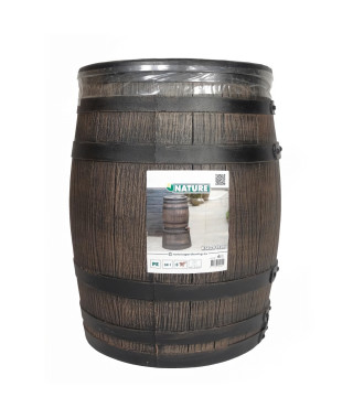 Récupérateur d'eau en forme de barrique - NATURE - En PE rotomoulé - 50 litres - Inclus accessoires