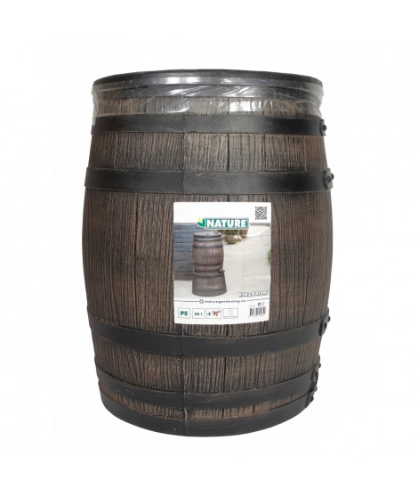 Récupérateur d'eau en forme de barrique - NATURE - En PE rotomoulé - 50 litres - Inclus accessoires