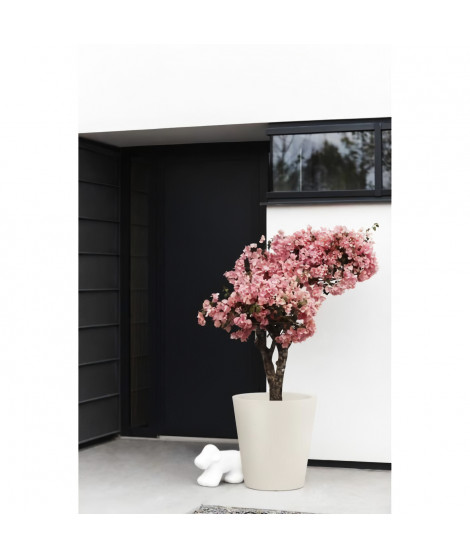 Pot de fleurs - ELHO - Pure Straight Round 50 - Blanc Lin - L 50 x B 49.5 x H 51 cm - 100% recyclé