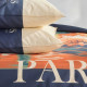 Parure de lit - TODAY - JAVA - 2 personnes - 240x220 cm - Coton - Imprimé Paris - Bleu