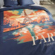 Parure de lit - TODAY - JAVA - 2 personnes - 240x220 cm - Coton - Imprimé Paris - Bleu