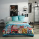 Parure de lit - TODAY - JAVA - 2 personnes - 240x220 cm - Coton - Imprimé Tokyo - Bleu