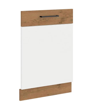 ROCK - Facade lave vaisse + plinthe - Mélaminé chene Lancelot et Blanc brillant - 60 cm - Plan de travail non inclus
