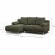 Canapé d'angle gauche convertible - 3 places - MIKA - Tissu velours côtelé vert kaki - Coffre de rangement - 192 x 84 x 93 cm