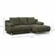 Canapé d'angle droit convertible - 3 places - MIKA - Tissu velours côtelé vert kaki - Coffre de rangement - 192 x 84 x 93 cm