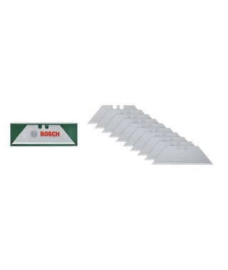 Bosch Set de 10 lames trapézoidales (pr couteau pliant  pr travaux de découpe  acier SK5  coffret de rangement)