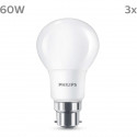 Ampoule LED - PHILIPS - 60 W - B22 - Blanc chaud - Dépolie - Non-Dimmable - 3 pieces