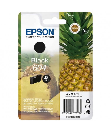 Encre - EPSON - Ananas 604 - Noir - Originale - 150 pages