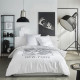 Parure de lit - TODAY - JAVA - 2 personnes - 240x220 cm - Coton - Imprimé New York - Blanc