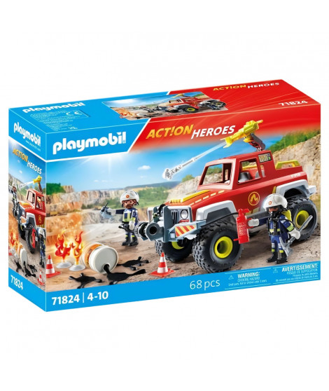 PLAYMOBIL 71824 Véhicule de pompiers avec bidon enflammé