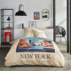 Parure de lit - TODAY - JAVA - 2 personnes - 240x220 cm - Coton - Imprimé New York - Beige