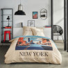 Parure de lit - TODAY - JAVA - 2 personnes - 240x220 cm - Coton - Imprimé New York - Beige