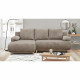 Canapé d'angle gauche convertible - 3 places - MIKA - Tissu velours côtelé taupe - Coffre de rangement - 192 x 84 x 93 cm