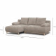 Canapé d'angle gauche convertible - 3 places - MIKA - Tissu velours côtelé taupe - Coffre de rangement - 192 x 84 x 93 cm