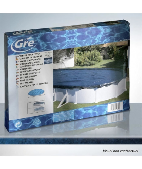 Bâche hiver pour piscine hors-sol ronde GRE - Ø4m a Ø4,60m - 120g/m² - noir
