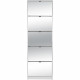 Meuble a chaussures - KOBLENZ - Blanc - 58 x 177 x 17 cm - 5 abattants - Facade miroir