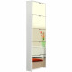 Meuble a chaussures - KOBLENZ - Blanc - 58 x 177 x 17 cm - 5 abattants - Facade miroir