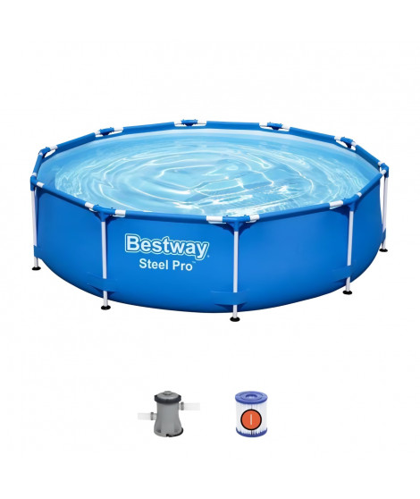 Kit Piscine hors sol tubulaire BESTWAY - Steel Pro - 305 x 76 cm - Ronde (Livrée avec pompe de filtration)