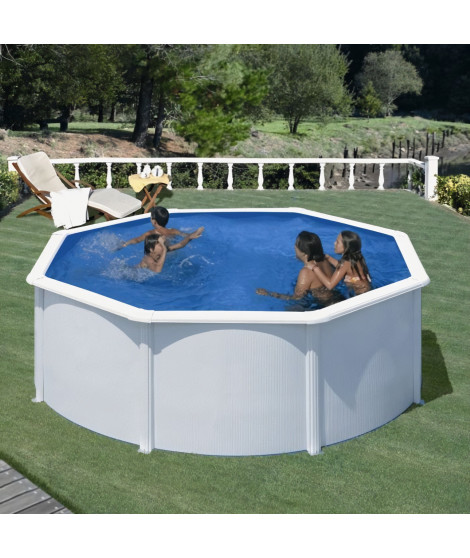 GRE - Kit Piscine hors sol acier ronde blanche Ø300 x 122 cm (Livrée avec filtre a sable et échelle)