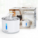 2.4L Fontaine a Eau pour Chat, Distributeur Eau pour Animaux de Compagnie Arret Auto Sans Eau, Filtre Remplaçable, Eclairage de