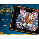 Kit loisir créatif - LANSAY - Collection Sequins - Pop art chat - Des 14 ans