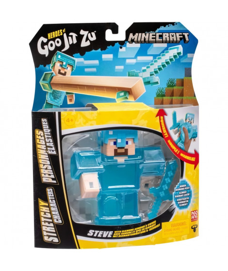 Figurine extensible - GOO JIT ZU - Minecraft Steeve - 11 cm - Texture élastique - Extensible 3x