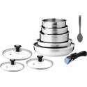 Batterie de cuisine induction - Arthur Martin - AM4485 - Acier inoxydable - 10 pieces - Poignée amovible - Tous feux dont ind…