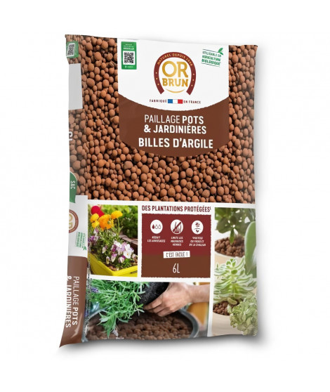 Billes d'argile - OR BRUN - OBRPARG6U - 6L - Favorise le drainage