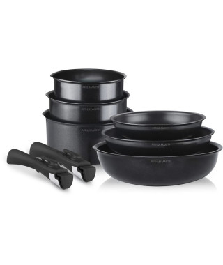 Batterie de cuisine induction - Arthur Martin - AM925B - Aluminium - 8 pieces - Poignée amovible - Tous feux dont induction
