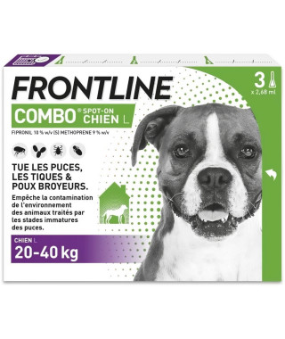 FRONTLINE 3 Pipettes antiparasitaires COMBO Chien - 20-40 kg  -  Puces, tiques, poux broyeurs
