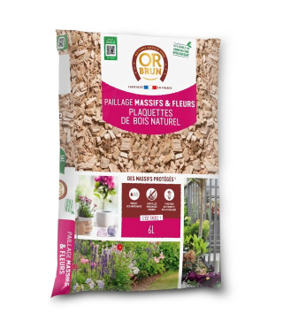 Paillage Massifs & Fleurs - OR BRUN - OBRPCLA6U - 6L - Plaquettes de bois naturel