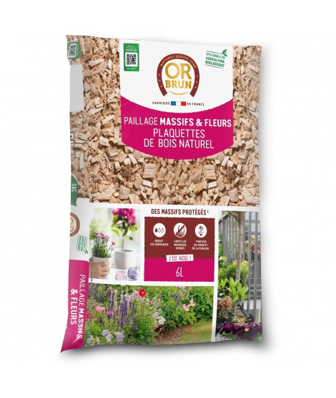 Paillage Massifs & Fleurs - OR BRUN - OBRPCLA6U - 6L - Plaquettes de bois naturel