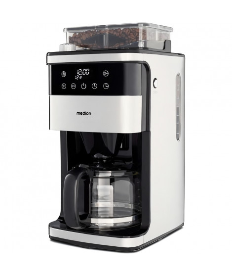 Cafetiere Filtre Digitale avec Broyeur - MEDION - 1000W - 1,5L - Silver