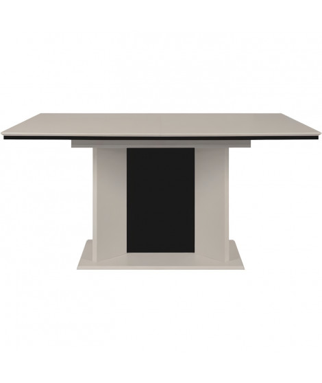 Table extensible - NOVARA - Rectangulaire - 10 personnes - 160/200 x 76 x 90 cm - Sable / Noir