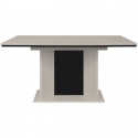 Table extensible - NOVARA - Rectangulaire - 10 personnes - 160/200 x 76 x 90 cm - Sable / Noir