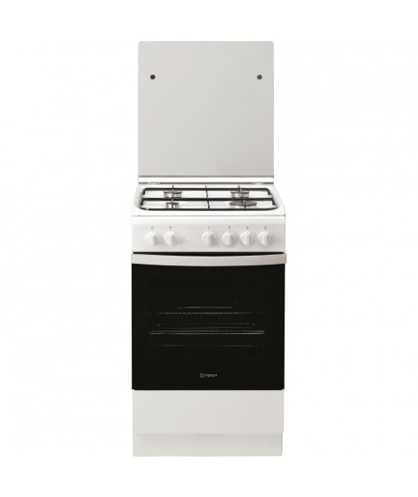 Cuisiniere a gaz - INDESIT - IS5GOPMW/FR - 4 feux - 50 cm - Blanc - Four a gaz 68L