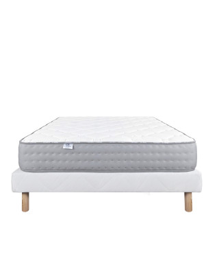 LUXURY LITERIE - Ensemble matelas + sommier - ZEN - 140 x 190 cm - Tapissier - Ferme  - Face été/hiver