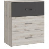 Commode - ADRIA - 3 tiroirs - Chene cendré / Gris uni - 75,2 x 41,3 x 89,7 cm