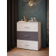 Commode - ADRIA - 3 tiroirs - Chene cendré / Gris uni - 75,2 x 41,3 x 89,7 cm