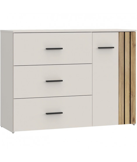 Commode - WAIKATO - 3 tiroirs - 1 porte - Blanc - 119,9 x 41,3 x 89,7 cm